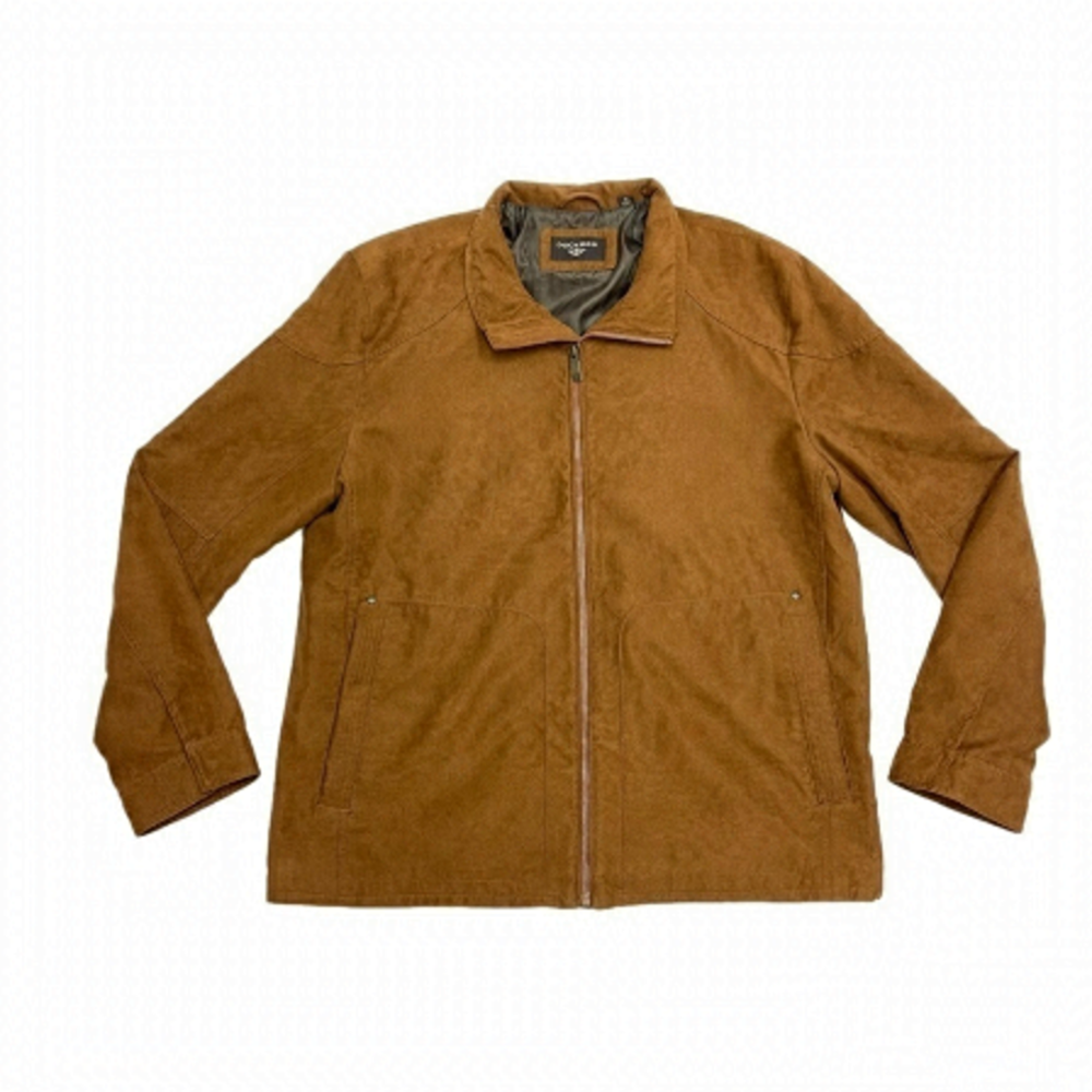 SOLD 🔴 Dockers zip up light jacket cognac tan brown suede like size XL - Picture 1 of 15